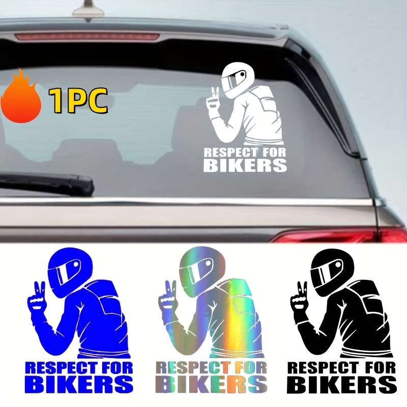 

Respect For Bikers Reflective Decal Stickers - Laser-cut Motorcycle Car Body Decoration, 1pc, Premium Paper Material, Durable And Eye-catching