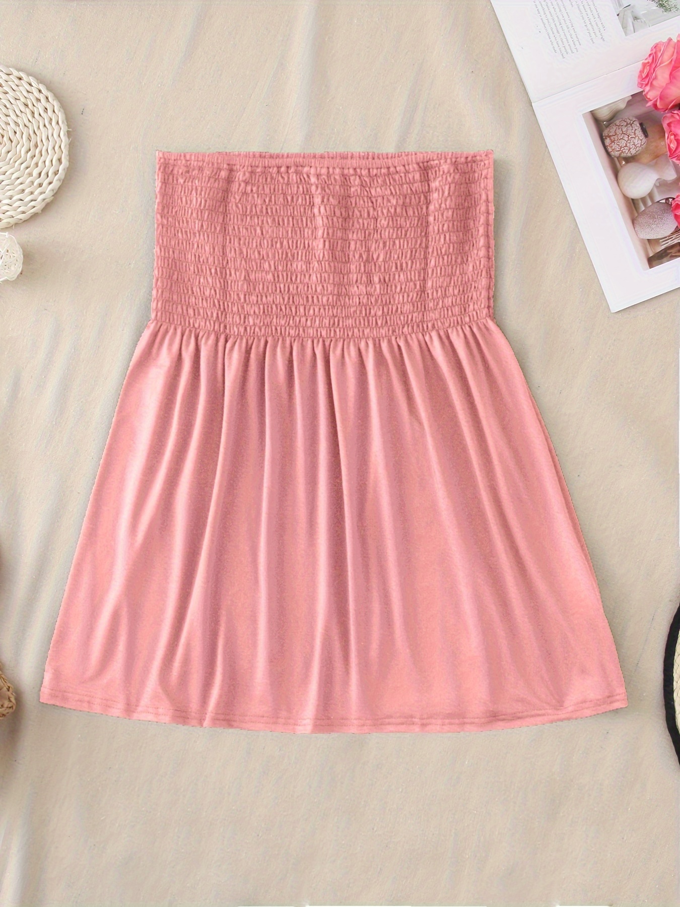 Women's Elegant Off-Shoulder Crop Tube Top - Stretchy Solid Color Short Sleeve Blouse with Ruching Detail, Machine Washable for Spring Summer Fall Casual & Dressy Outfits, Crop Top Blouse, Seasonal Fashion, Flowy Fabric, Comfortable Fit