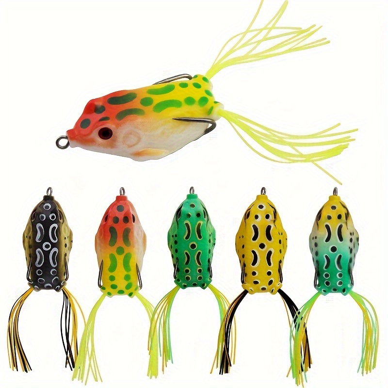 5pcs/Box Topwater Frog Bait, Soft Frog Fishing Bait Double Hook, 15g Top  Water Mine Frog Artificial Soft Bait, Bait with Tackle Box, Bass Fishing  Bait