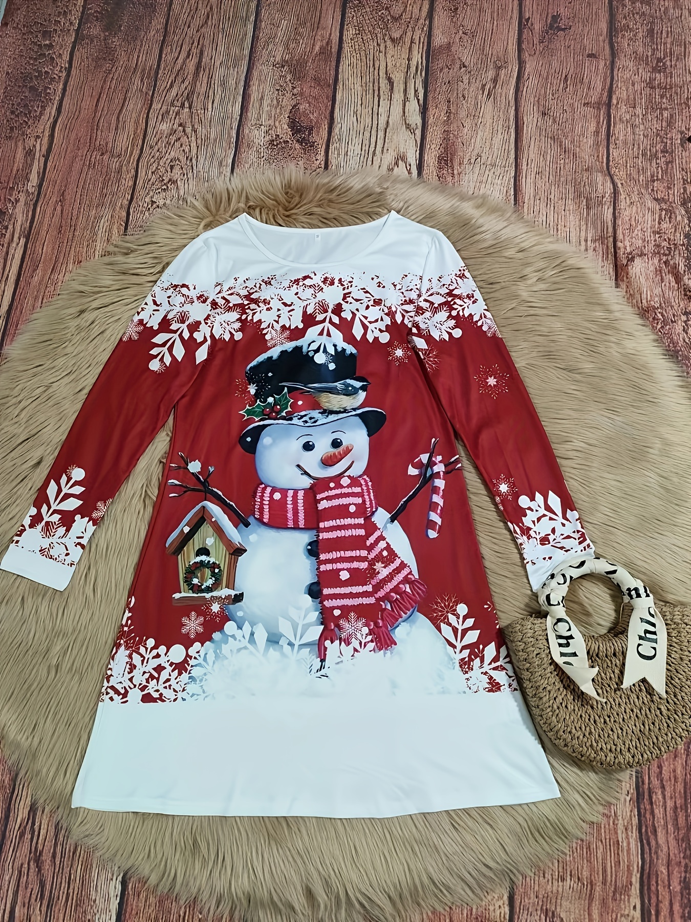 womens christmas casual dress snowflake christmas tree print - Temu  Mauritius