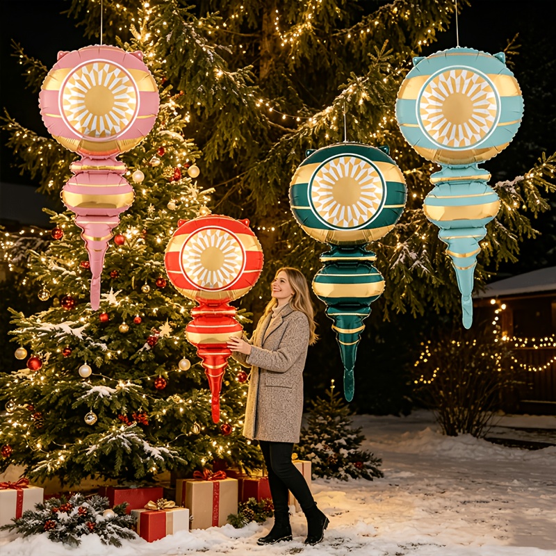 TEMU Set da 4 pz - Palloncini da appendere ad albero di Natale, Palloncini giganti a forma di zucca natalizia, Decorazioni per albero di Natale,