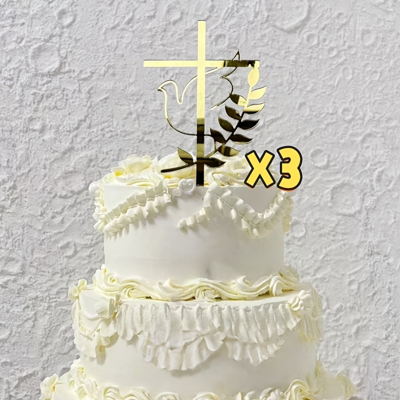 3pcs/5pcs Acrylic Decorations, Cake Decorations, Communion Baptism Decorations, Suitable Forchristmas, Easter, Birthday, Wedding And Cake Decoration, Baking Decorations, Party Decorations.