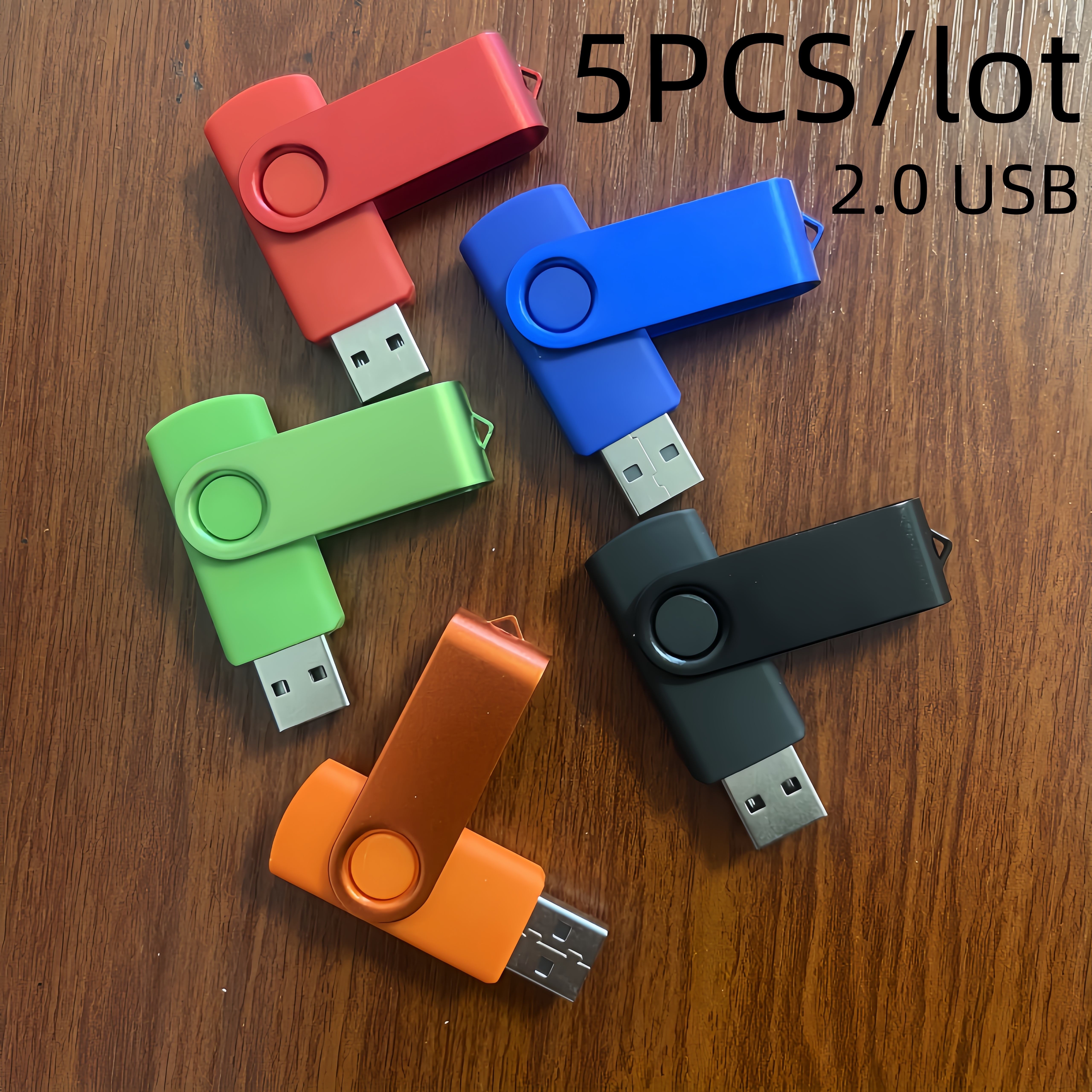 

5-pack 4gb & 8gb Usb Flash Drives, Mixed Colors, High-speed Usb 2.0 Memory Sticks, 360° Swivel Design, Metal Portable External Storage For Smartphones, Tablets, Pcs