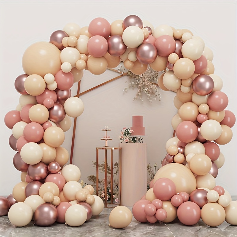 

109 Pcs Of Retro Pink And Rose Golden Balloon Wreath Set - Princess Confetti Arch For Birthdays, Weddings, And Showers