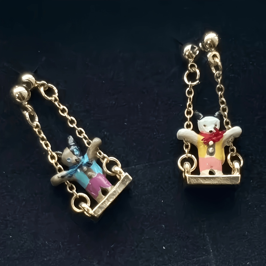 TEMU Une paire de boucles d'oreilles mignonnes sur le thème du chat avec balançoire pour comptoir Y130