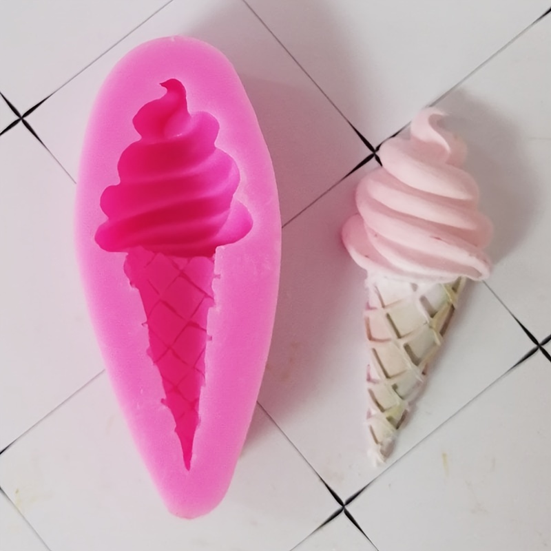 

1-pack Silicone Ice Cream Cone Mold For Baking And Fondant, Uncharged Manual Diy Cake Decorating Tool For Birthday And Ice Cream-themed Desserts