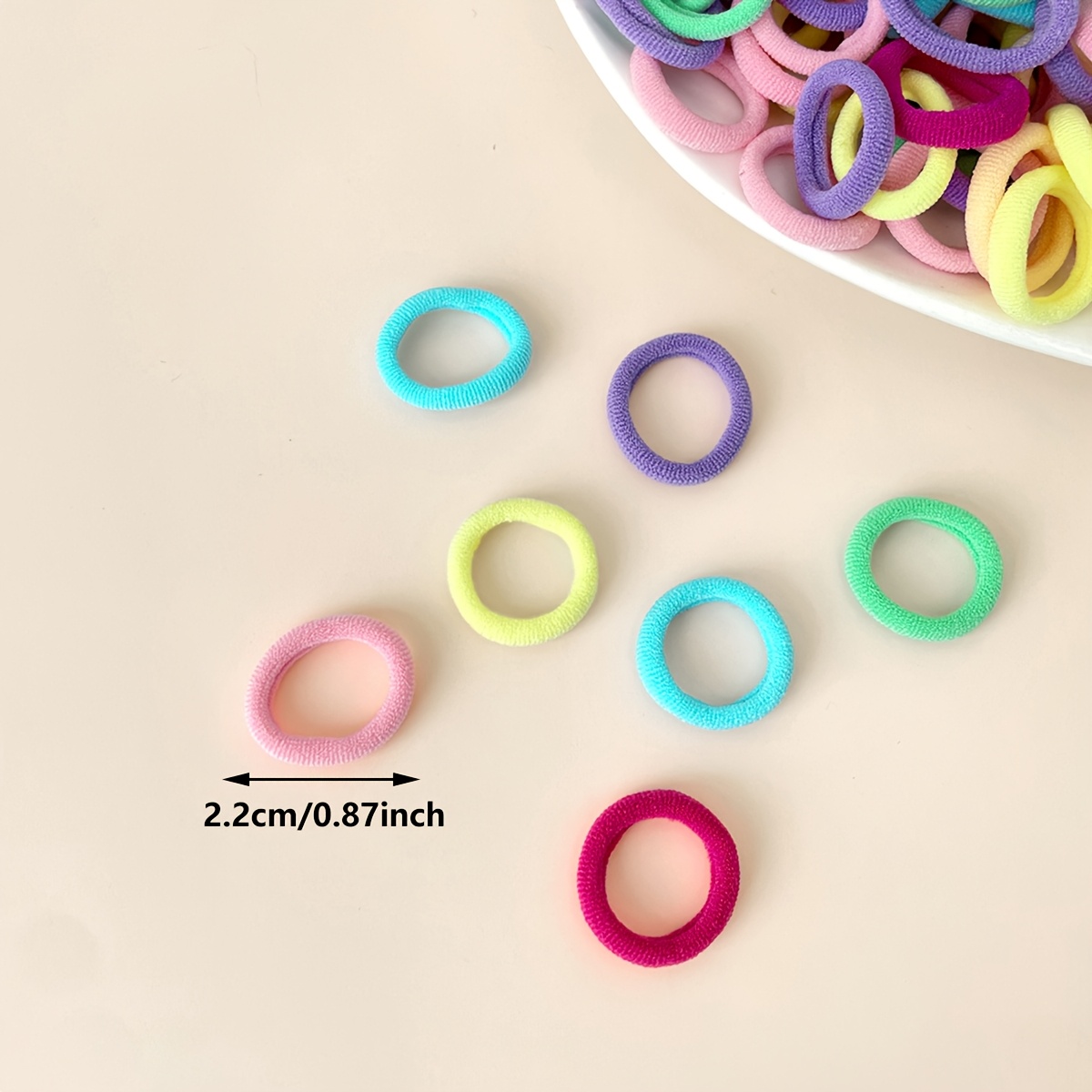 100pcs Mixed Color Sweet Candy Style Small Rubber Band Headband