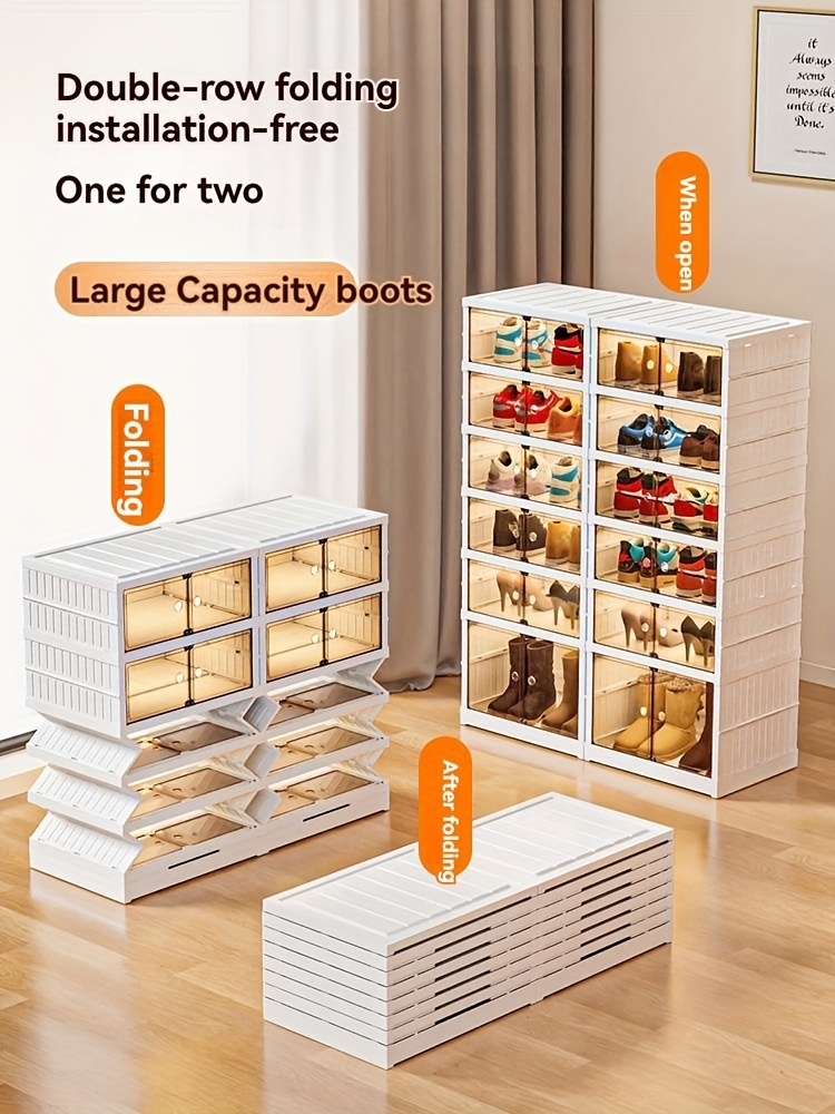 Foldable Shoe Storage Box Flip Storage Dustproof Shoe Box - Temu