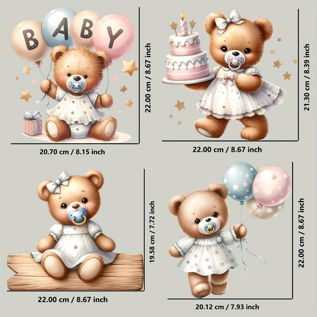 E-shop 4 Stück Teddybär-Transfers, Mischfarbene Vinyl-Wärmeübertragungssticker, DIY DTF-Aufkleber für T-Shirts, Jeans, Hoodies, Canvas-, Rucksäcke,