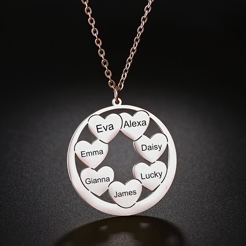 Customized Family Name Hollow Heart Pendant Necklace
