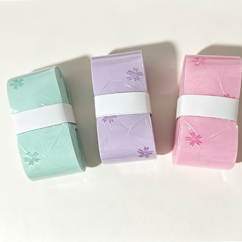 TEMU 3pcs Glossy Embossed Feather Ball Grip Tape, Floral Print Grip Tape, Non-slip Sweat-absorbent Racket Handle Wrap, Soft And Comfortable