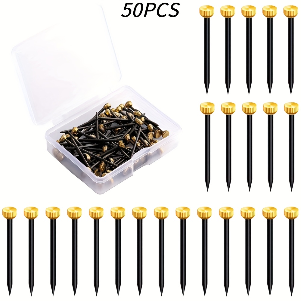 Image of 50pcs/70pcs Black Dowel Pins With Heart-shaped Caps, European-style Picture Pins, Wall Decoration Tool Accessories
