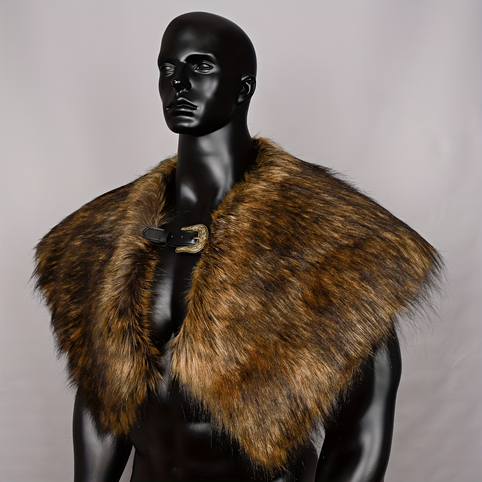 Medieval Fur Shawl Shield Maiden Costume Viking Fur Shawl Collar