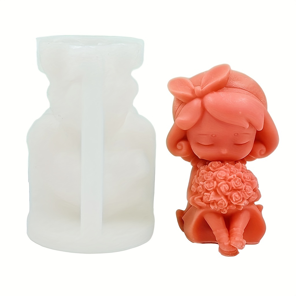 

Cute Little Girl Silicone Candle Mold - Cartoon Figure Shape, Easy-to-use & Clean For Diy Crafts And Art Projects