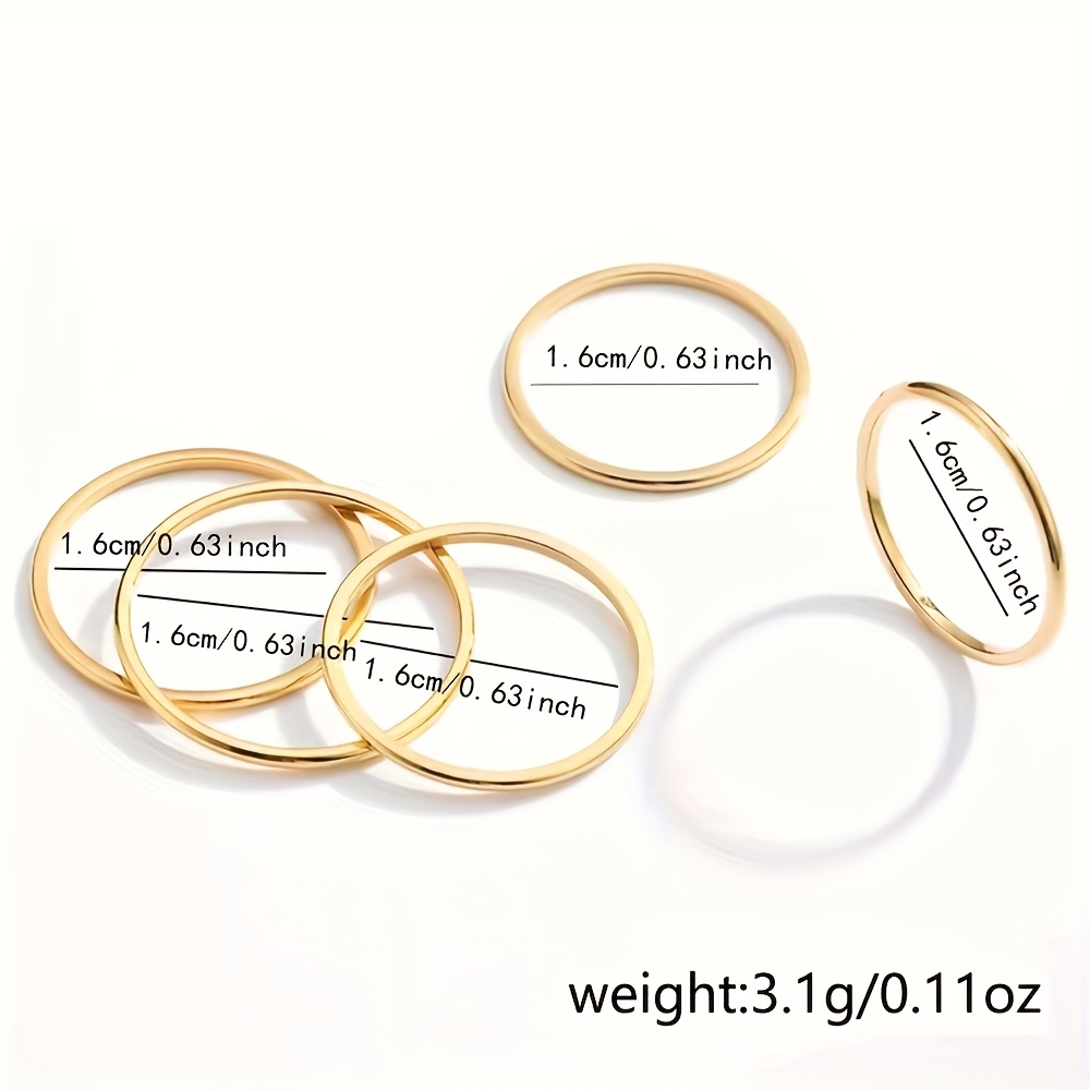 5pcs Minimalist Stainless Steel Stacked Ring Set