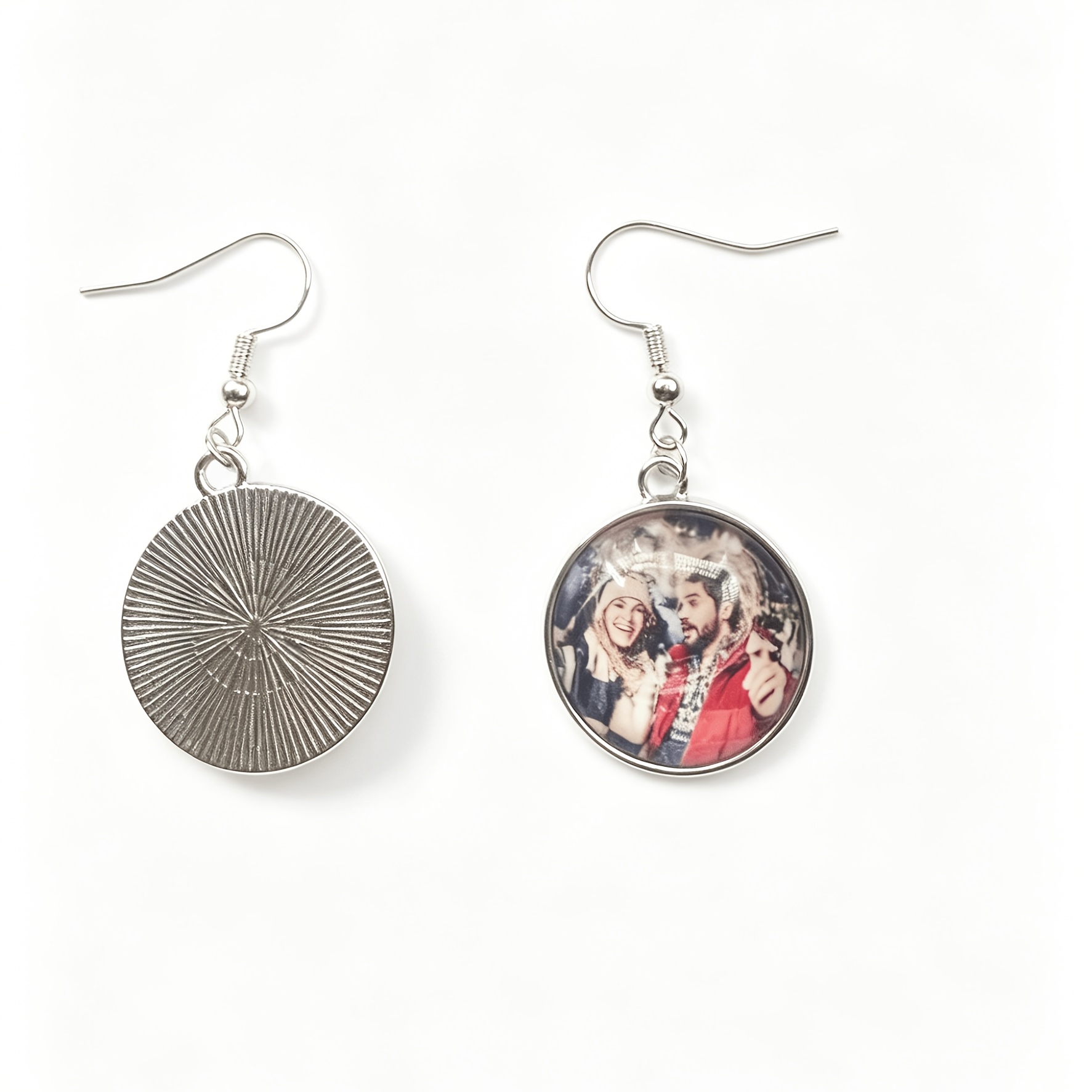 TEMU [custom] 1 Pair Of Custom Photo Glass Dome Earrings Stylish And Elegant, Durable, And Daily Wear Or Gifting. Personalize With Photos Of Family,