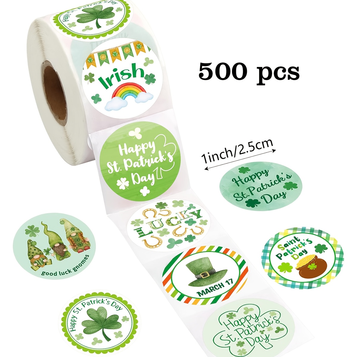 

500 Stickers Per Roll, Cartoon Self-adhesive Paper, Of Clover Labels For 's Day Diy Decorations, Party Stickers, Stamps, Card Envelopes, Supplies, Pvc Non-adhesive Stickers.