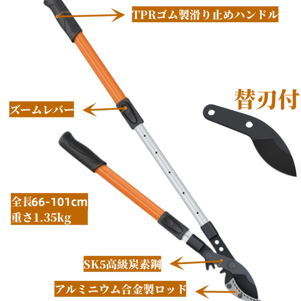 TEMU 【厚い枝の剪定に】ガーデニングハサミ（パワーギア付き）、交換用ブレード（本体と交換用ブレード）