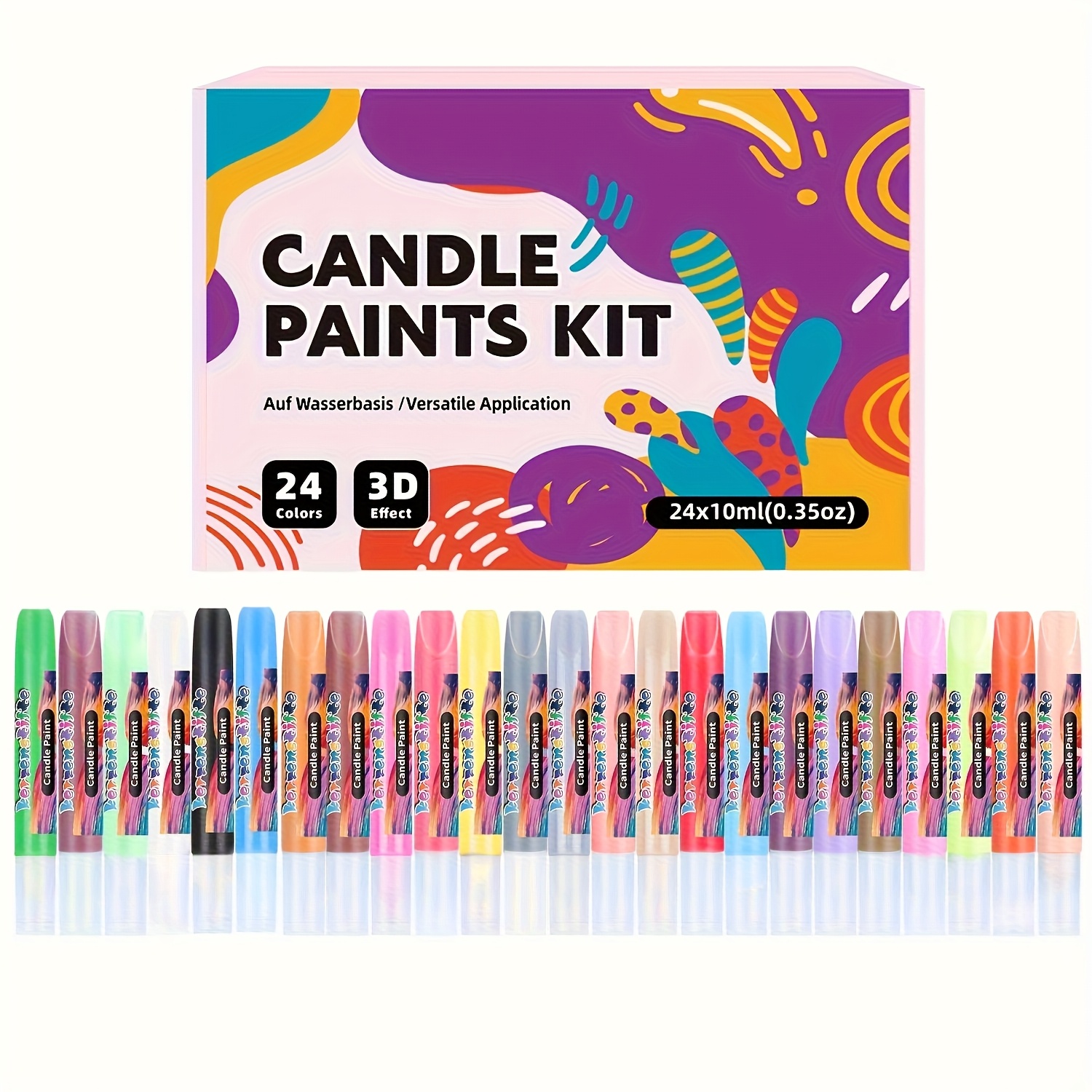 /24pcs 3d Relief Outlining Pens Pigments 24- Pigments Candle Painting Pens 24-color 10ml/pc Handmade Painting Ceramic Metal Plastic Pigment Pens Creative Making 3d Painting Handicrafts