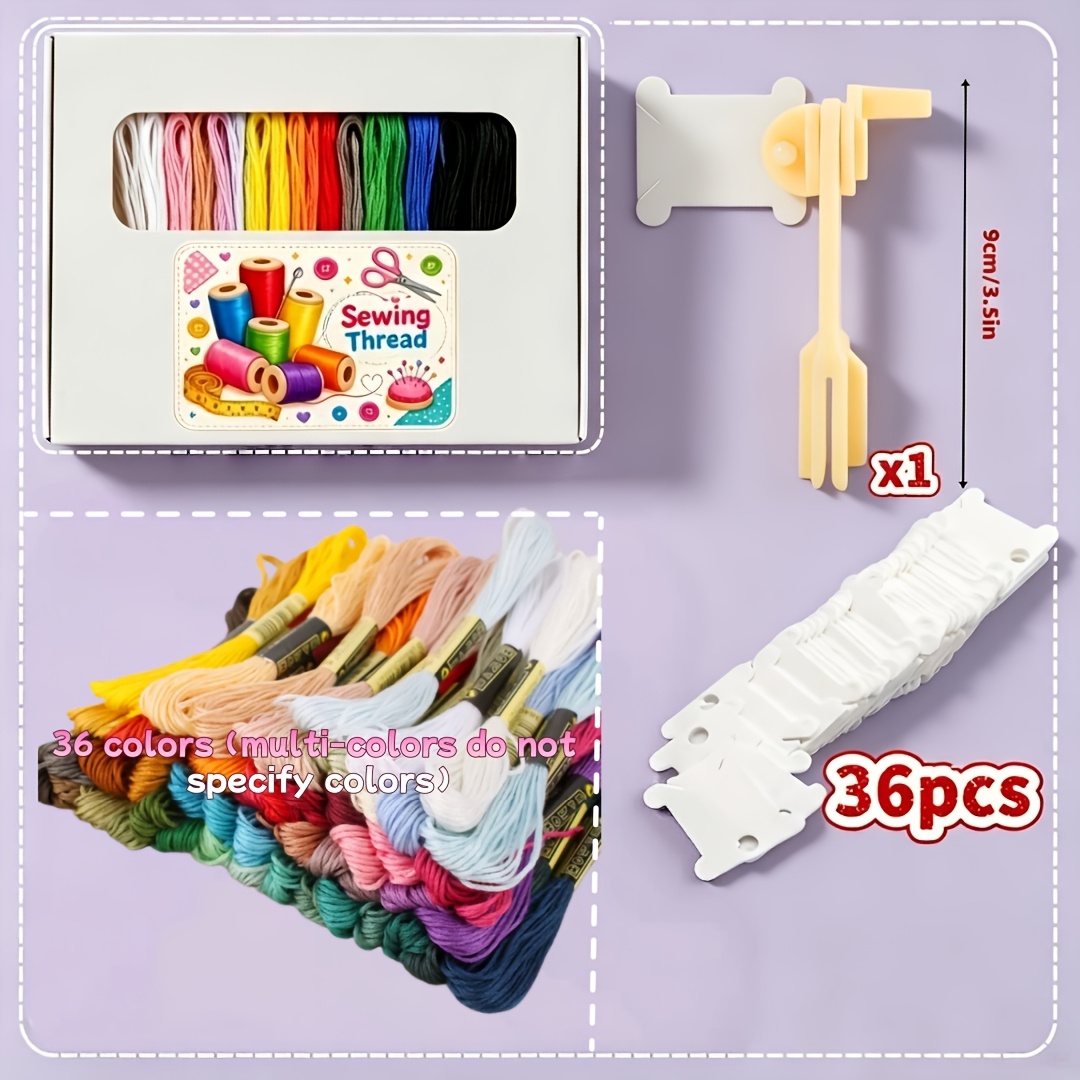 74/224pcs Polyester Embroidery Thread Set with Winding Cards