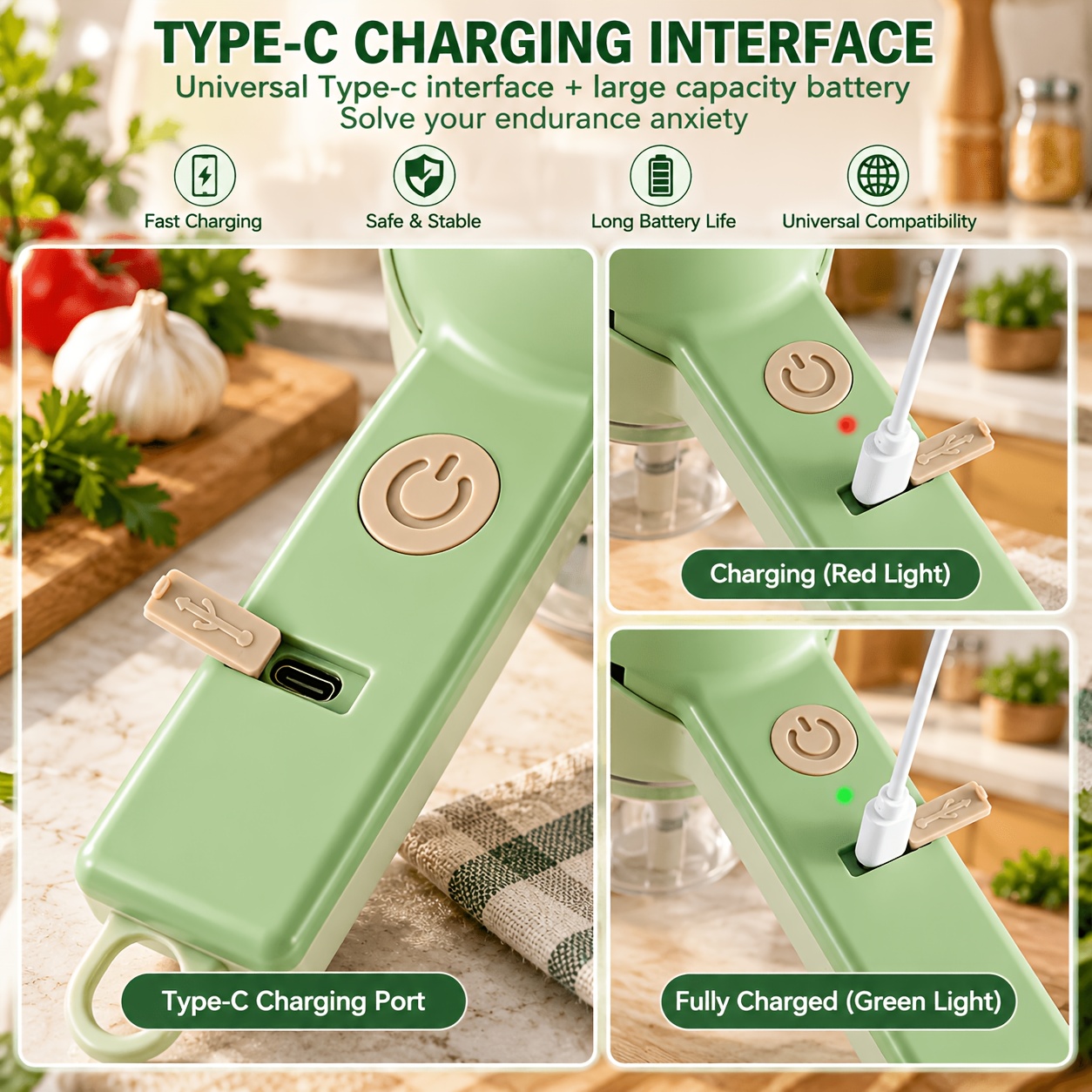 3 in 1 handheld electric kitchen tool usb rechargeable vegetable slicer multifunctional garlic chopper pot brush home vegetable cutting cleaning gadget Product details 4