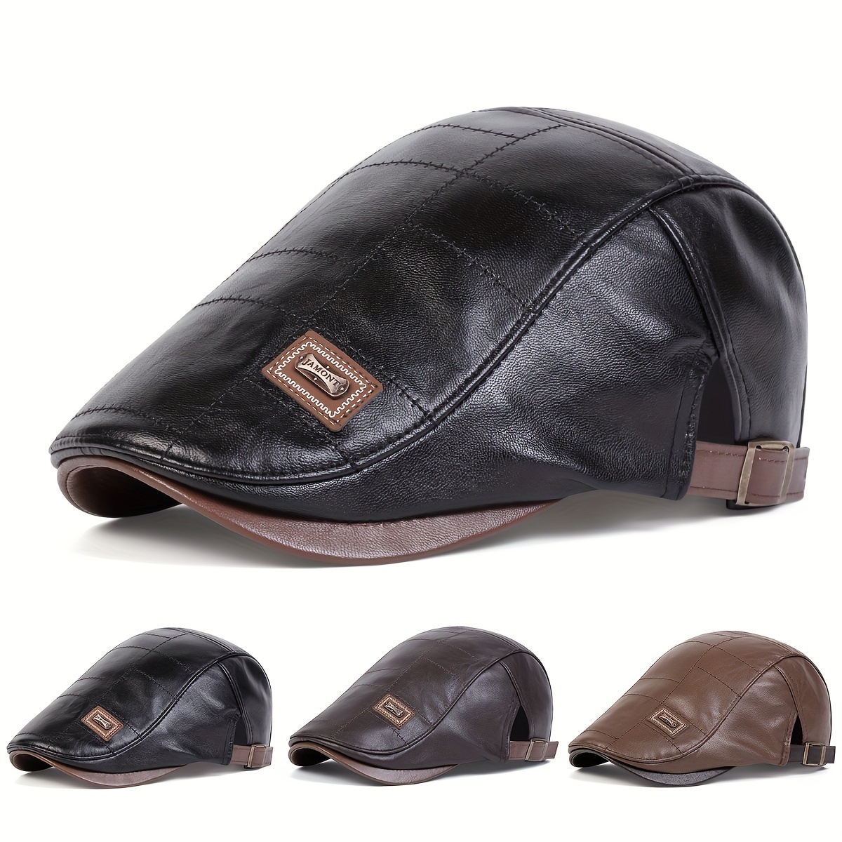 

Men's Adjustable Leather Beret - Fashionable For Fall & Winter, Travel & Beach Parties