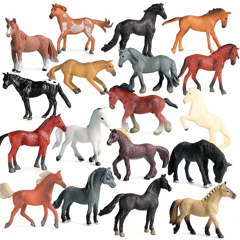 18pcs Realistic Foal Model Children's Toy Set