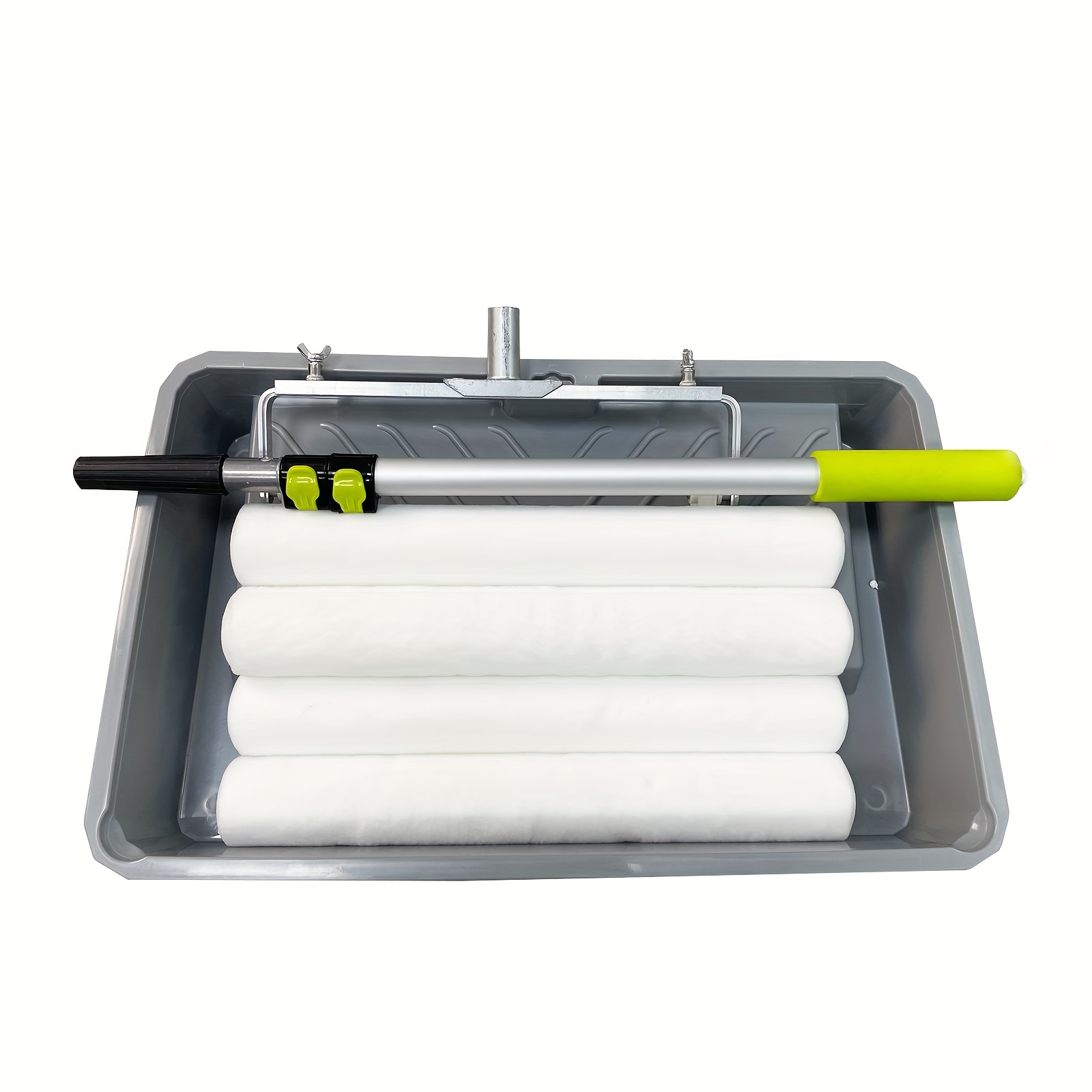 18 Inch Microfiber Roller Cover Paint Set with 24 Inch Tray Extendable Pole 65cm 145cm Adjustable Frame 14 Inch to 24 Inch 7 Piece Metal Pla