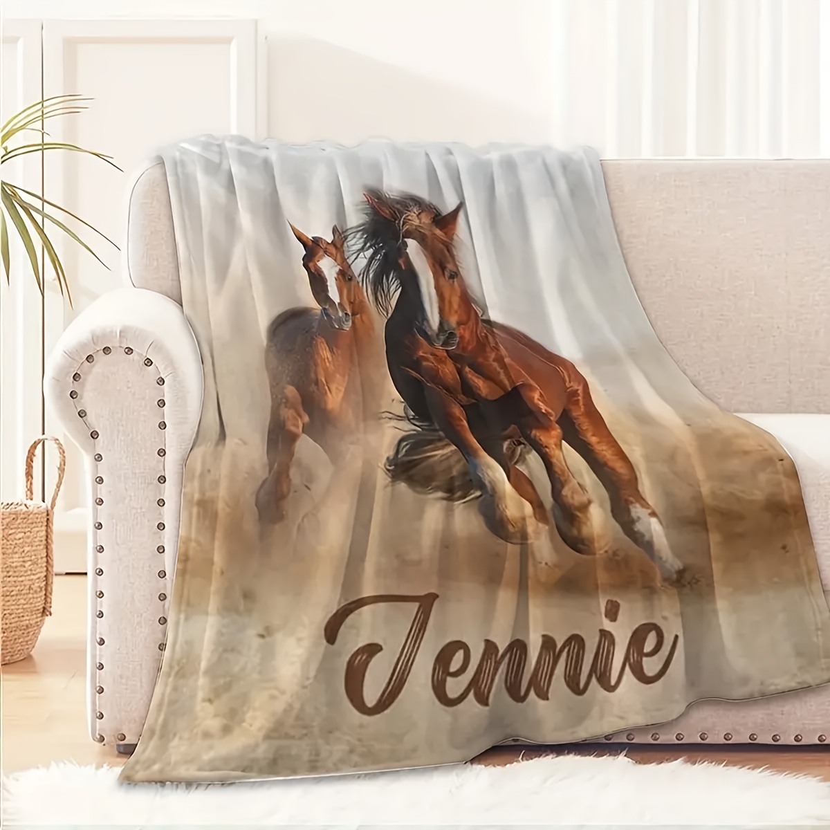 

Couverture Jetée Élégante avec Cheval en Course - Douce et Confortable en Flanelle pour Voyage, Camping et Décoration Maison - Cadeau pour Amis, Garçons & Filles