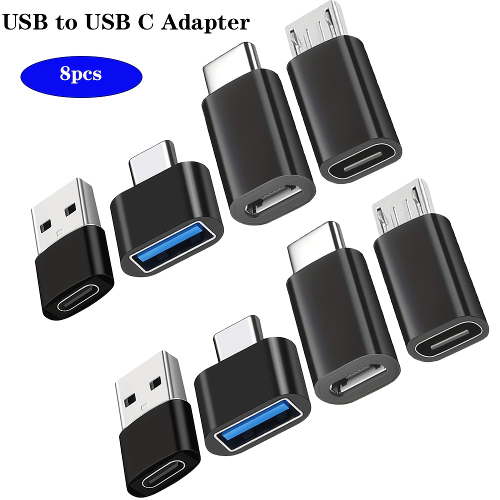 TEMU 8pcs Usb To Usb-c Adapter Adapter(4 With Dual Orientation) - Usb 2.0 And Micro-usb To Type-c Adapters, With Laptops, Smartphones, Headphones,