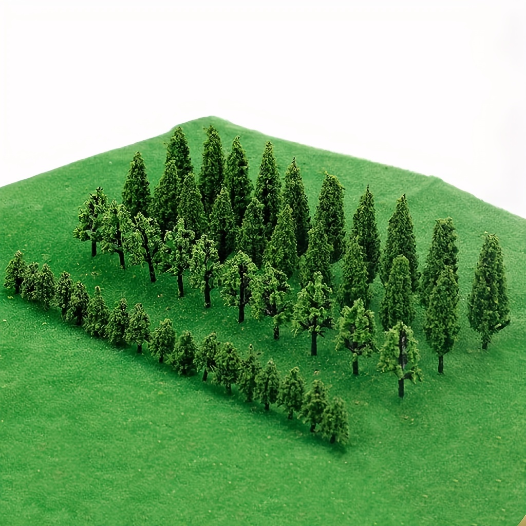 

50pcs Miniature Tree Set For Diy Architectural Modeling - Realistic Plastic Trees For Tabletop Landscape Decor, Parties & Home Decoration