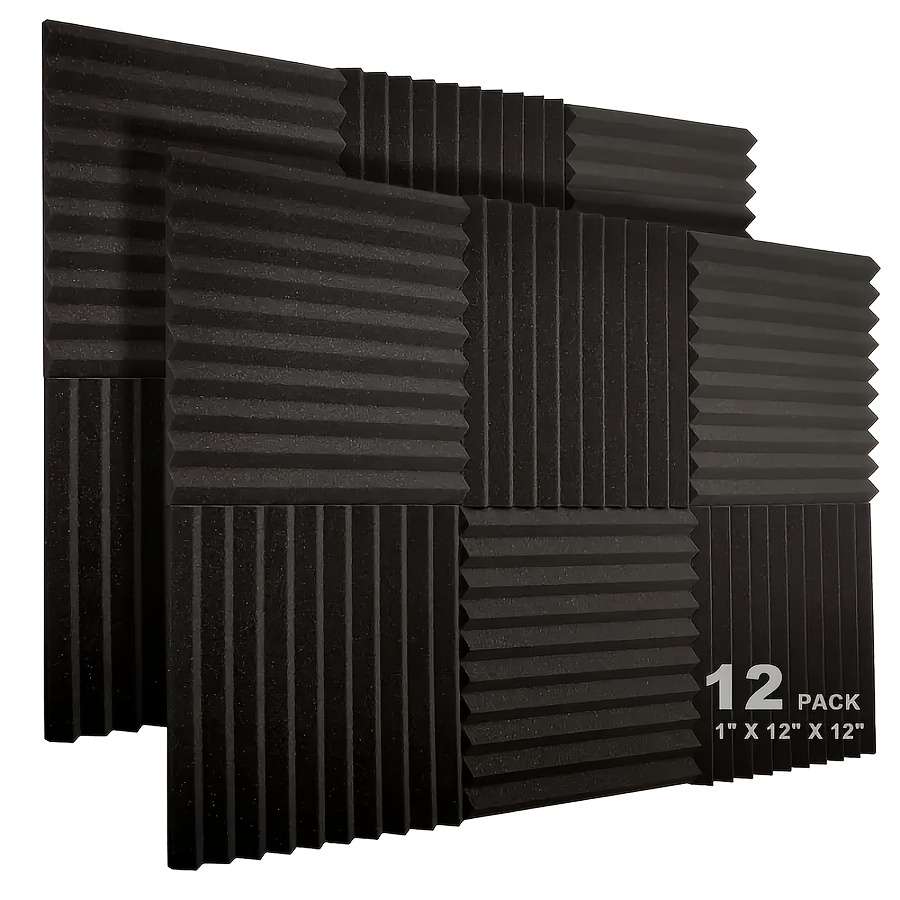 

12pcs -density Foam Panels, 1" X 12" X 12" - Absorbing Wedges For Recording & , - Reduction, Reduces And , Enhances