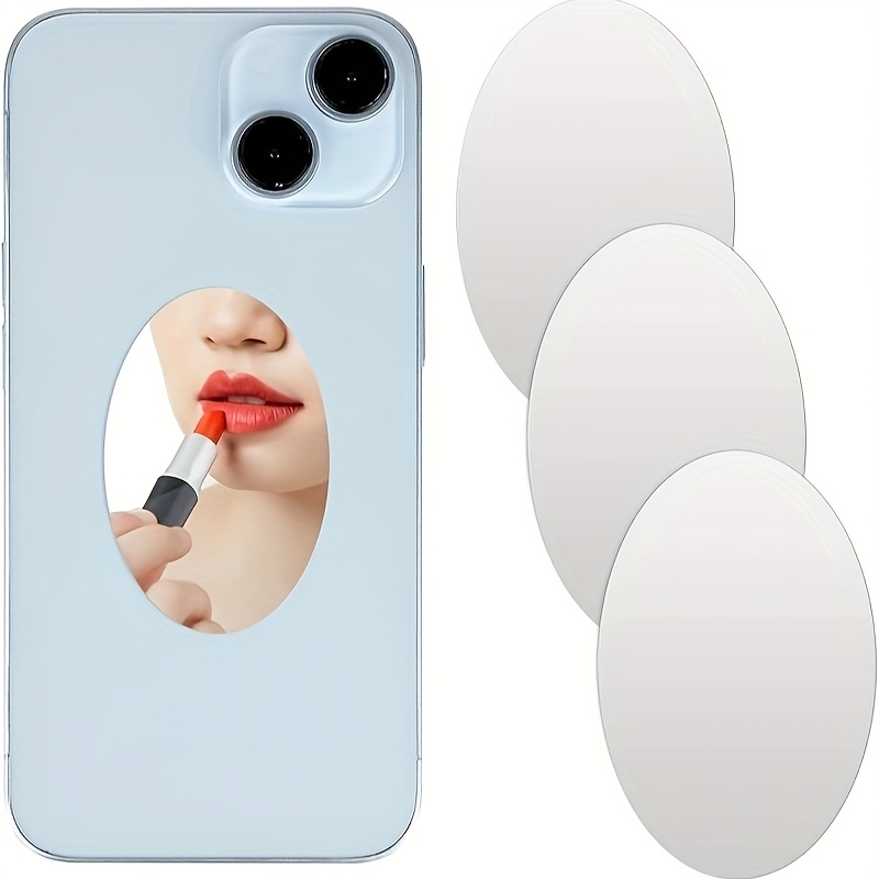 

2pcs Mirror Decal For Mobile Phone Oval Mirror Smartphone Charm Mirror Sticker Mobile Phone Acrylic Adhesive Paste Makeup Mirror Back Mirror Mobile Phone Case Mirror For Mobile Phone Back