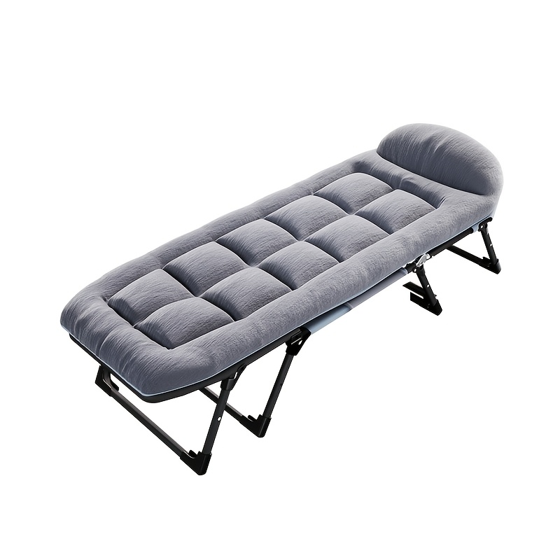 Folding Cot With Neck Pillow, Folding Camping Bed, Oxford Cloth Fabric, Guest Bed With Padded Mattress And Side Pockets, Suitable For Outdoor, Indoor, Garden, Camping And Other Occasions - Grey
