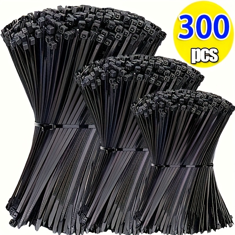 E-shop 300 Stk. strapazierfähige schwarze Nylon-Kabelbinder für den Innen- & Außenbereich – UV-beständige, selbstverriegelnde, wiederverwendbare