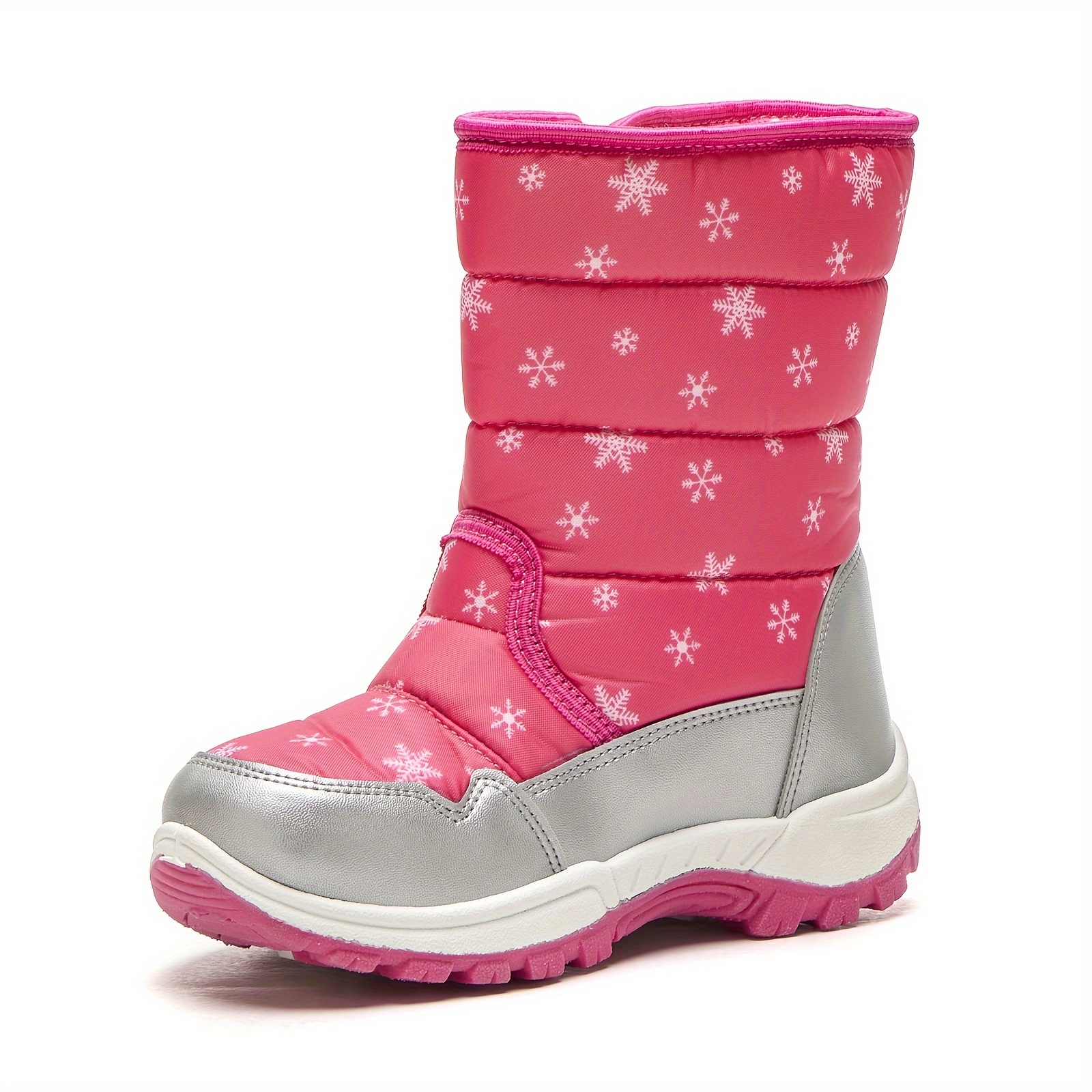 cozy snow boots cute pink snowflake Temu