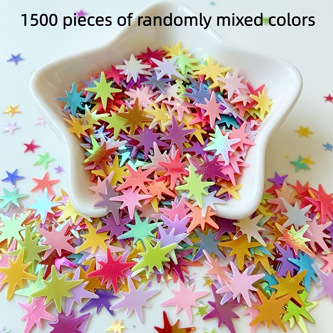 TEMU 1500pcs Random Mixed Colors Octagonal Sequined Paper , Suitable For Party Decorations, Crystal Mud Filling, Weddings And Birthdays, Balloon