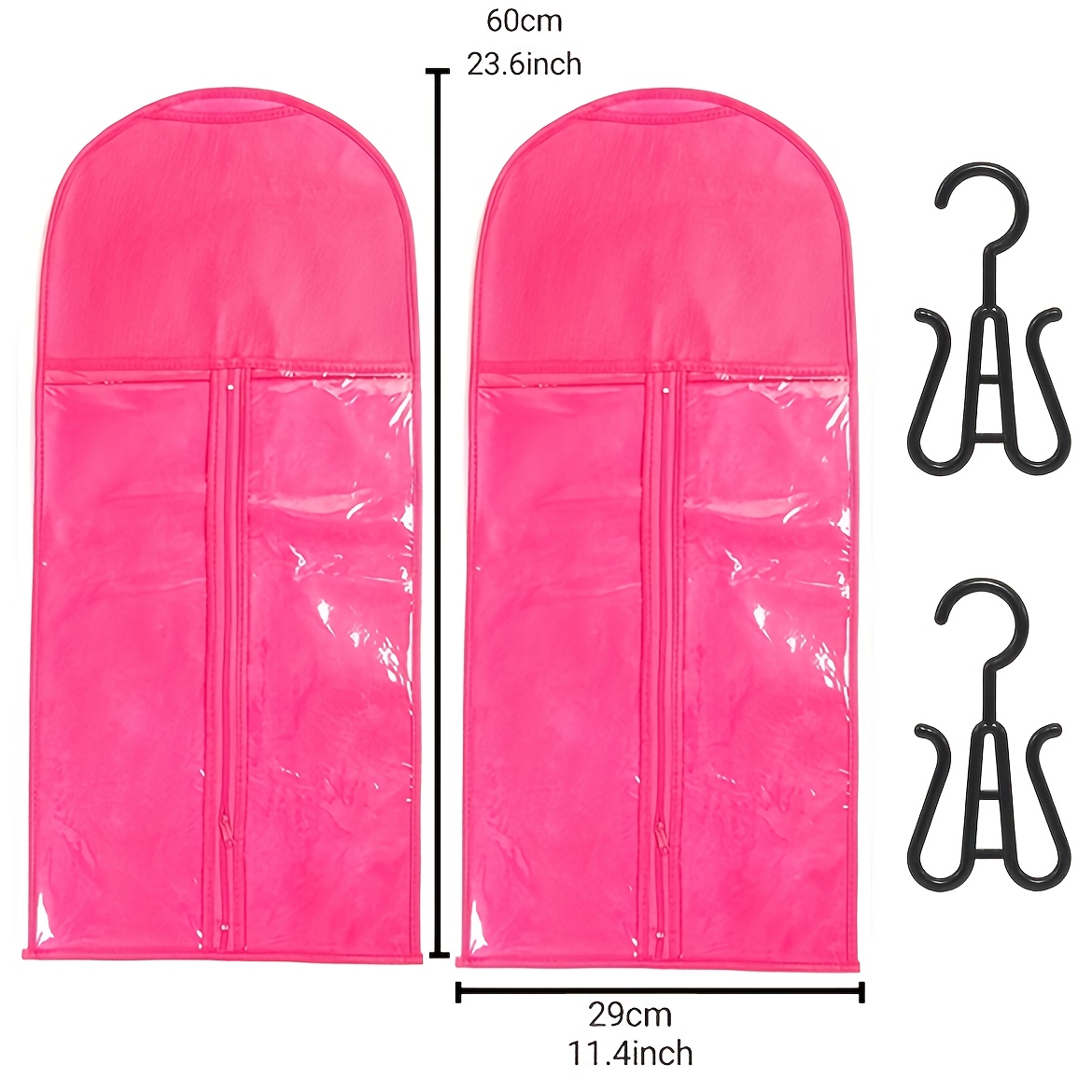 TEMU 4pcs Set Of Wig Storage Bags, Suitable For Wig Storage And Storage Of Wigs, Including 2pcs Of Bags Over 60cm And 2pcs Of Wig Hooks, For Storing