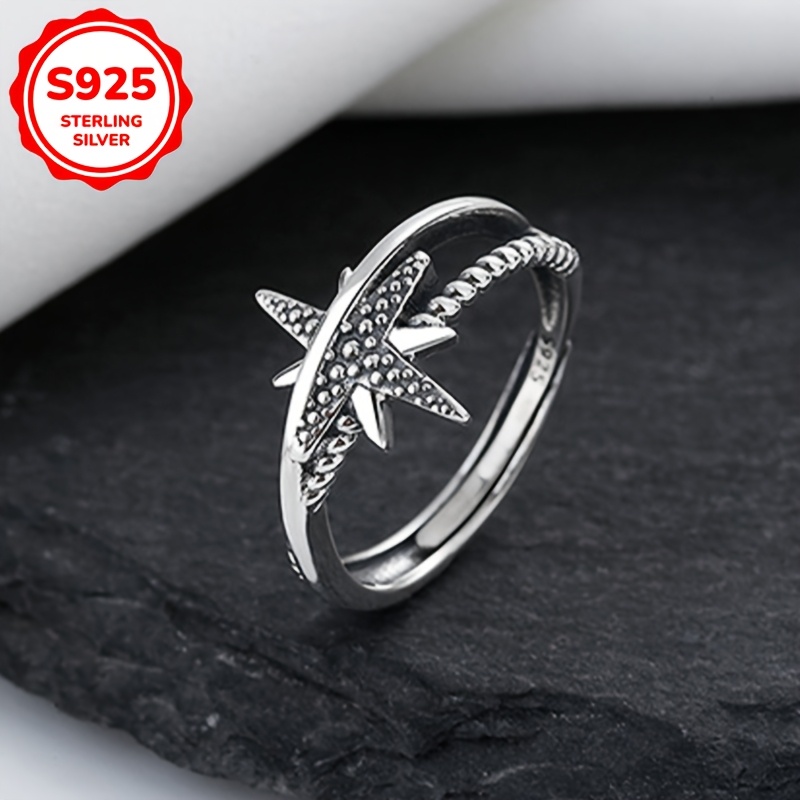 Vintage Double Layer Hollow Star Women's Ring - 925 Silver - 2.5g
