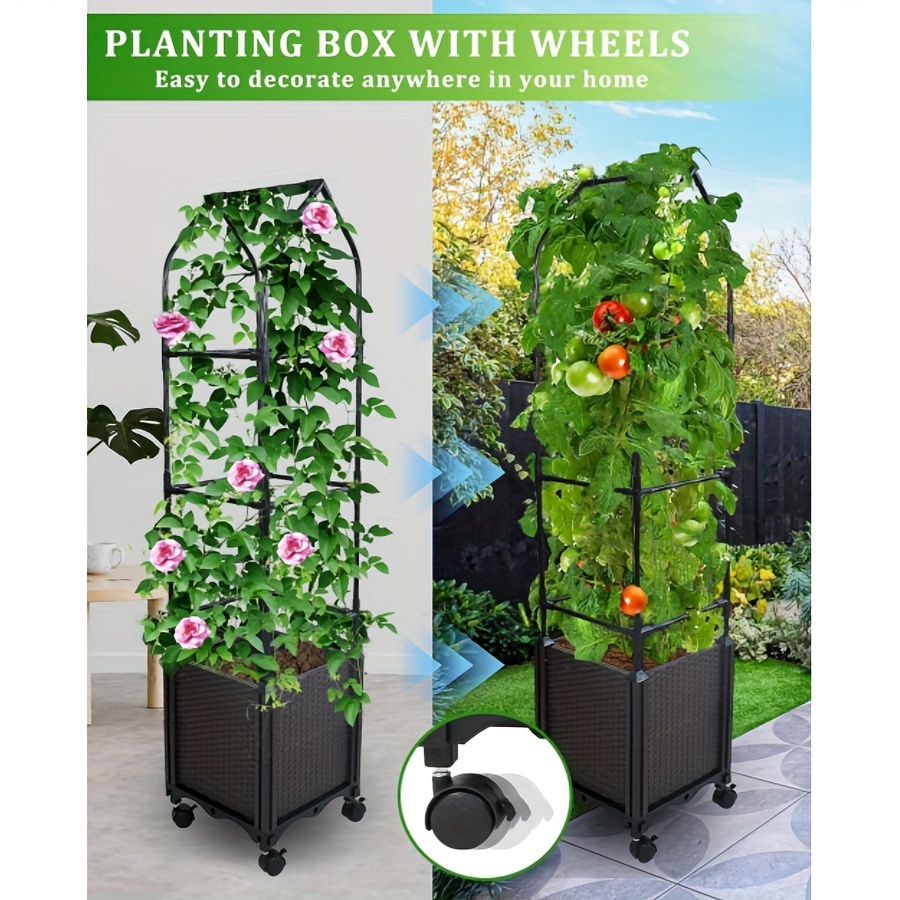 52 Tomato Planters Boxes Trellis Wheels Climbing Vegetables - Temu