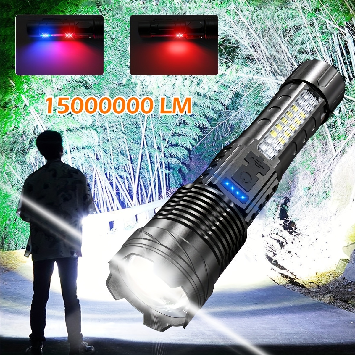 

Rechargeable Led Flashlight, Cob Work Light, 7-mode High Brightness Flashlight, Handheld Flashlight, Suitable For Emergency Situations, Camping Equipment, Hiking, Camping Ideal Choice