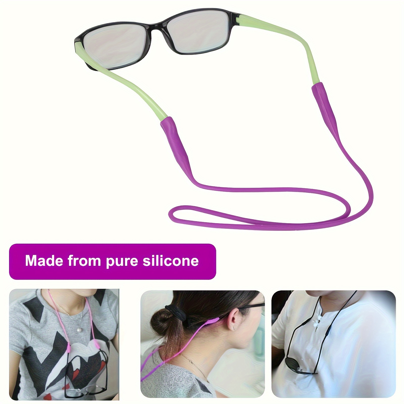 

6pcs Silicone Eyeglass Straps - Assorted Colors, Flexible Anti-slip Fashion Glasses Lanyard For Sports & Casual Attire