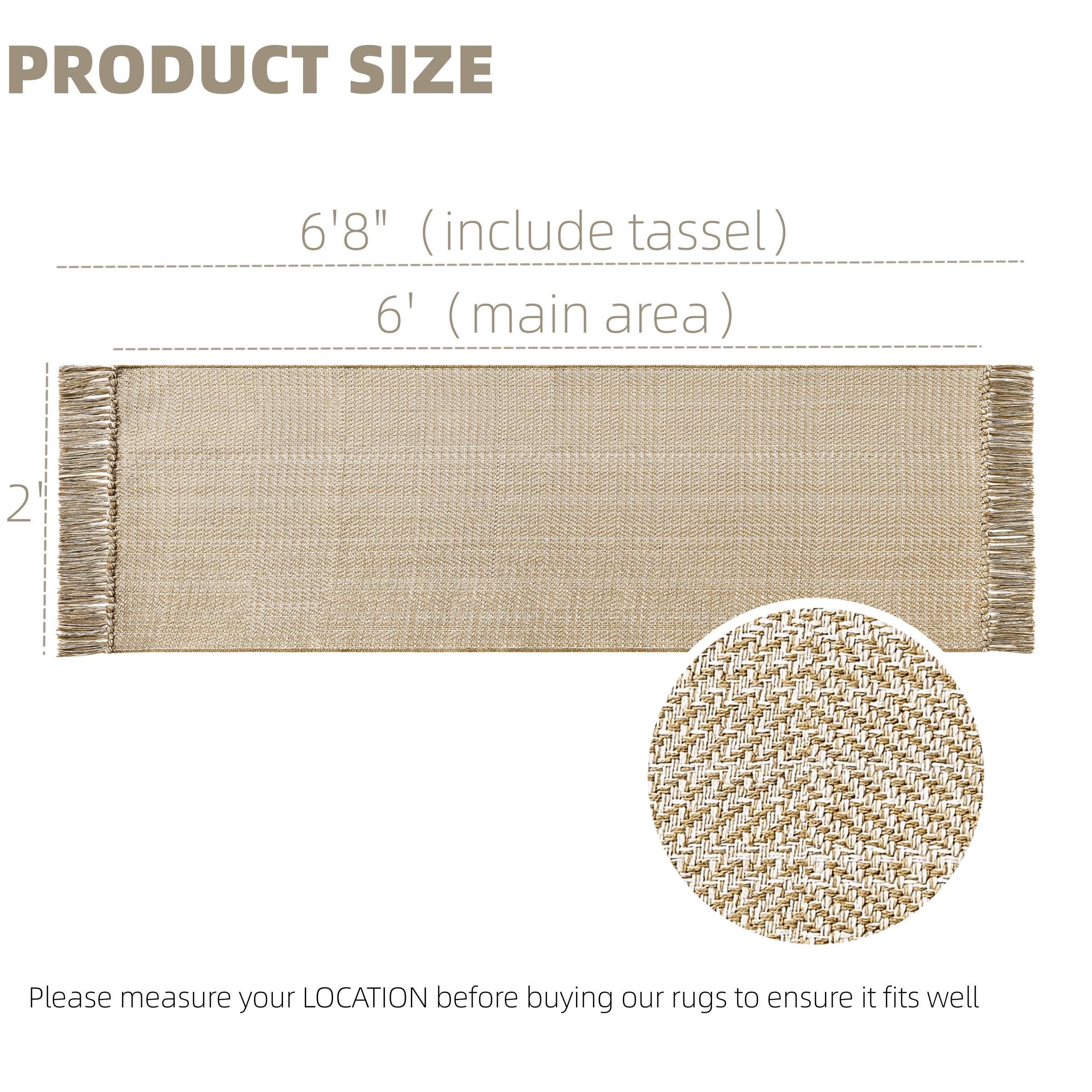 TEMU 2x3/3x5/2x6 Washable Kitchen Runner Rug - Hallway Carpet Rug For Outdoor Farmhouse Decor, Hand-woven Long Bathroom Area Runner Rug For Entryway