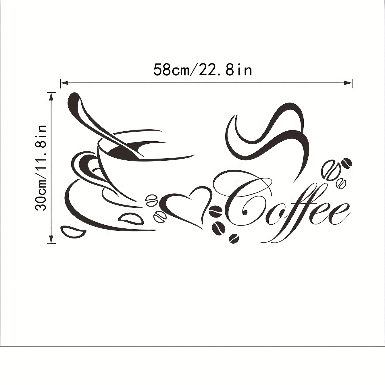 1pc Contemporary Coffee Ecg Signal Art Wall Sticker, Suitable For Cafe, Living Room, Hallway, Kitchen, And Decoration