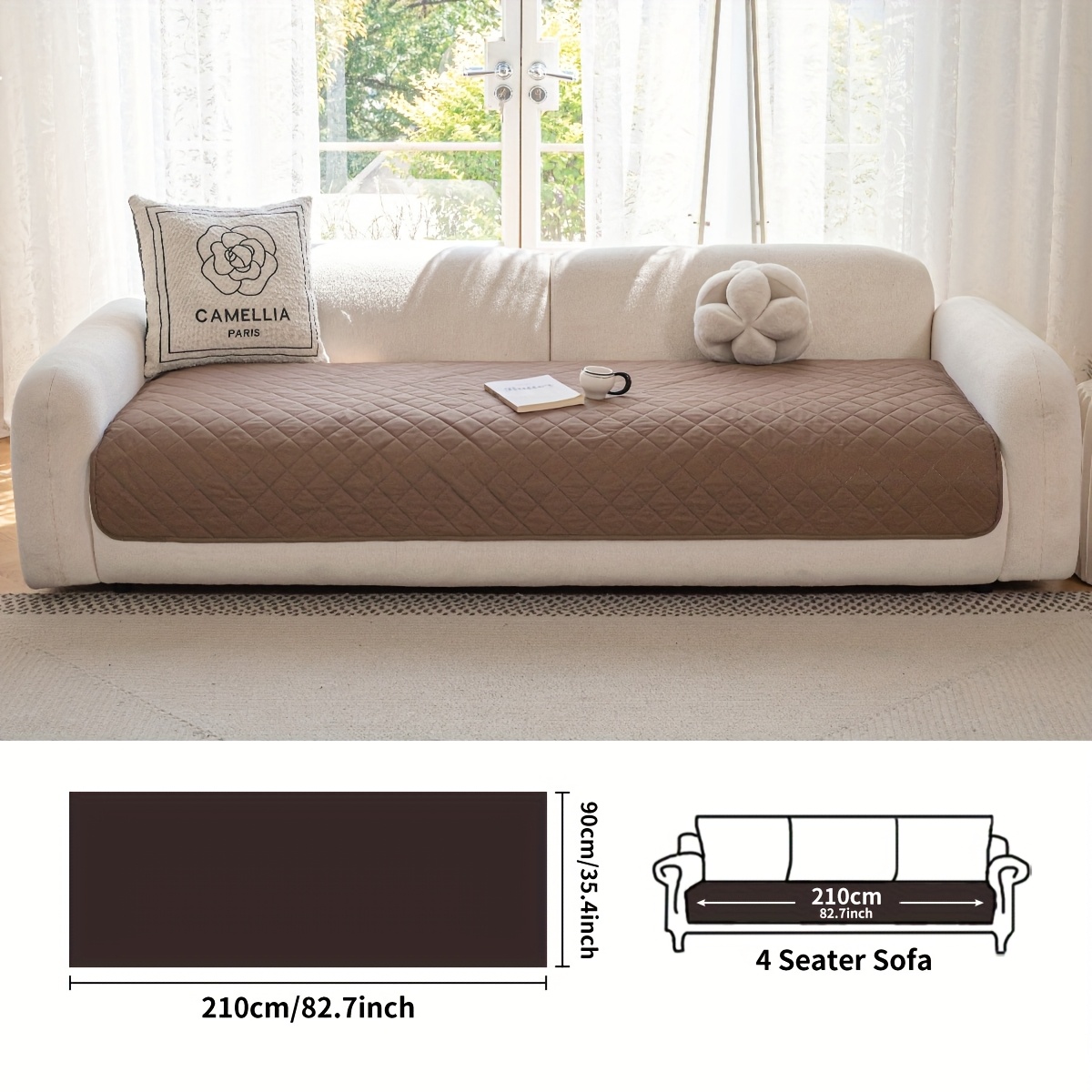 TEMU 1 Housse de canapé à texture à carreaux facile et polyvalente, coussin de canapé en tissu de luxe léger et lisse de qualité supérieure, lavable