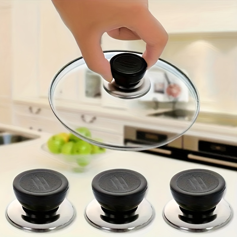 

3-pack Stainless Steel Replacement Pot Lid Knobs - Universal Heat-resistant Handles For Cookware, Pots, Pans - Metal And Plastic, Ideal For Restaurant Use