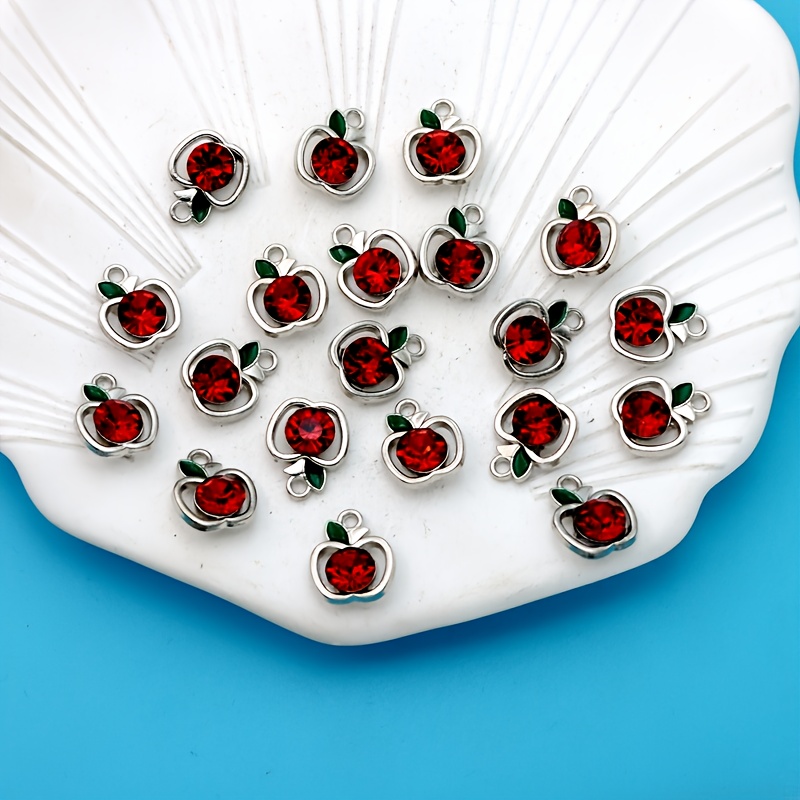 E-shop 10/20 Stück Silberfarbene Kristall Weihnachten Roter Charm Anhänger Schmuckherstellung Armband Halskette Ohrringe Zubehör Bastel Anhänger Charms
