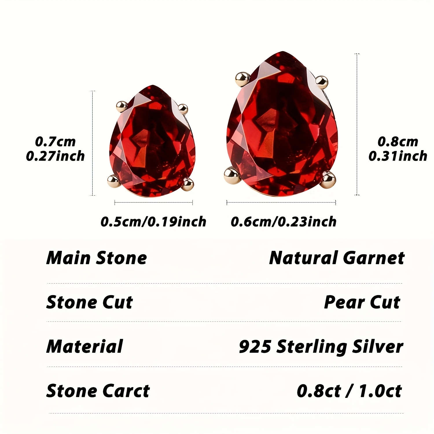 Pear Brilliant-Cut Natural Garnet S925 Silver Earrings