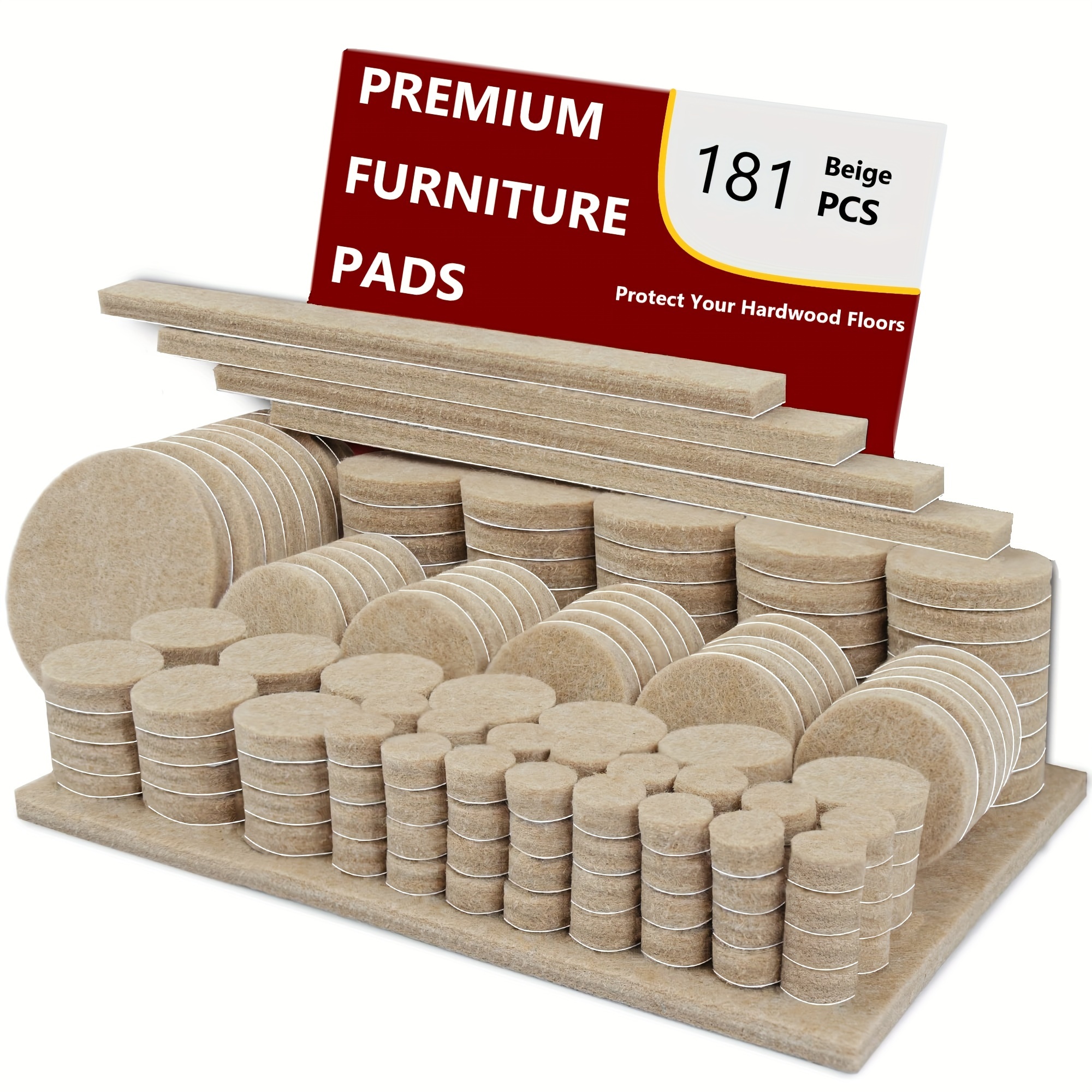 

Felt Furniture Pads - 181pcs Of High Pads - Felt Pads Floor Protector For Furniture Feet - Your Hardwood And Wood Floors!