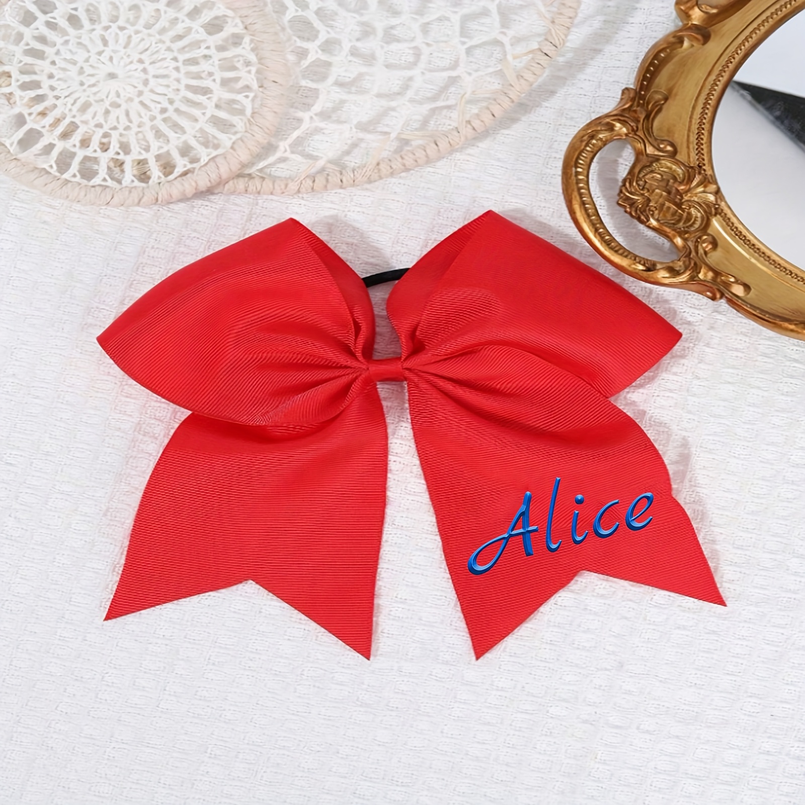 TEMU 1pc Custom Embroidered Bow Hair Clip With Name, Large Bow Cheer Bow Hair Clip, Bathing, Home Decor, Christmas Eve, Back To School Gift Creative